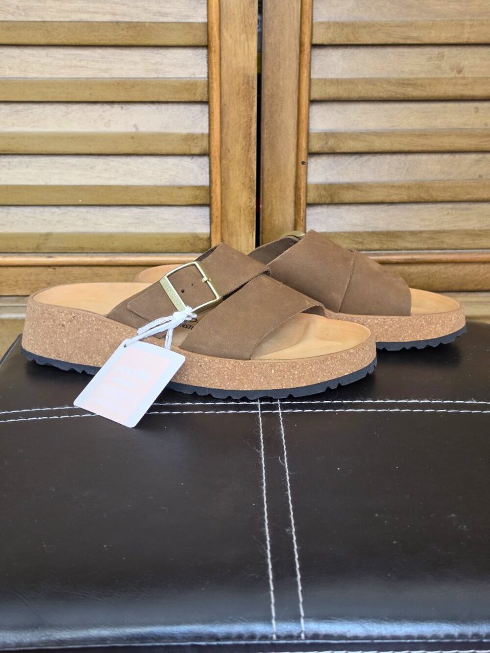 New  BIRKENSTOCK PAPILLIO Almina Platform Sandals Brown Women's Size 38 US 7-7.5